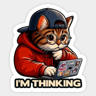 I'm Thinking meme Tabby Cat Sticker